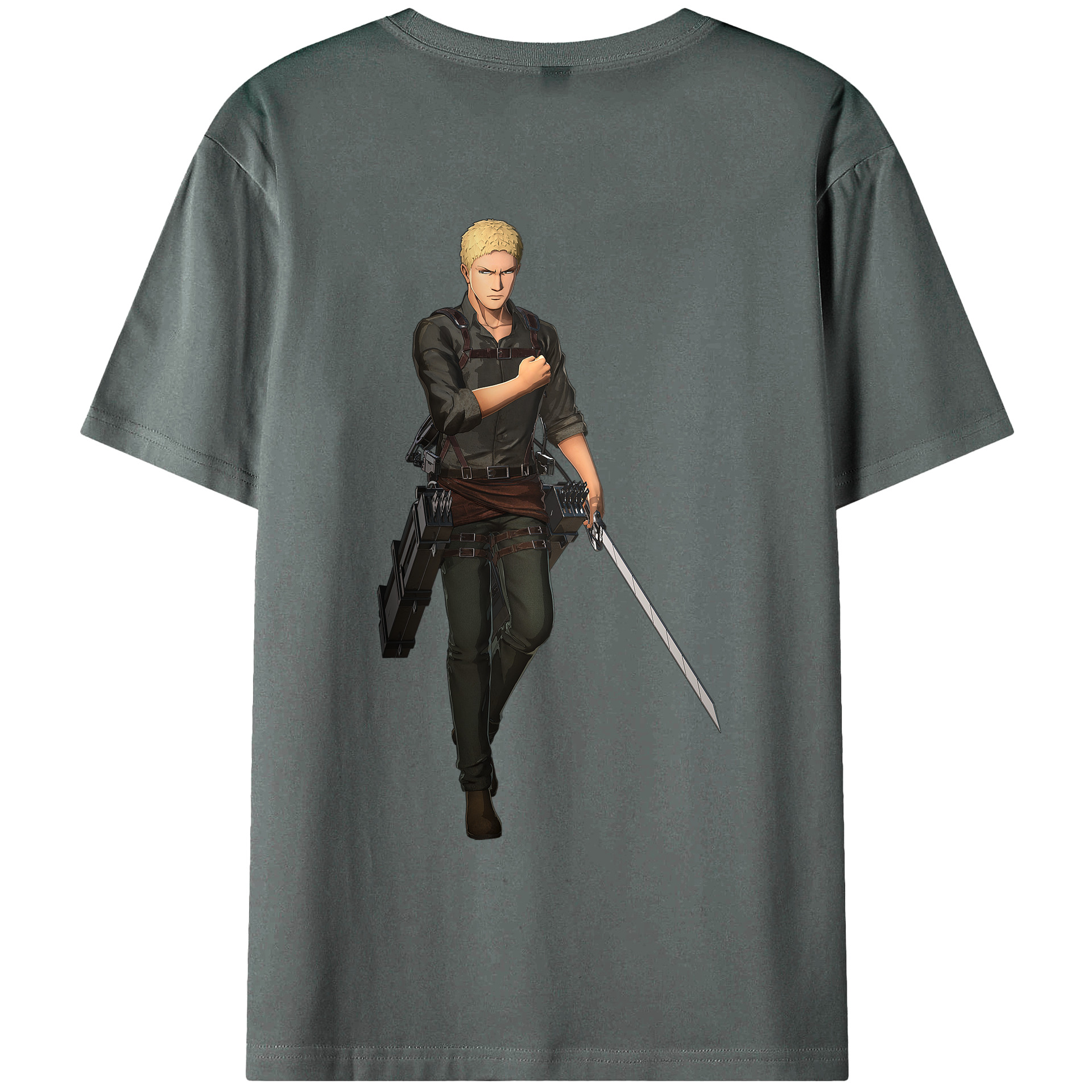 （画像用） 進撃の巨人 ライナー・ブラウン Attack on Titan Reiner Braun 綿100％ メンズ半袖Tシャツ（バックプリント） 通気性